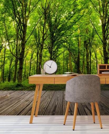 Green Forest by House Wallpaper