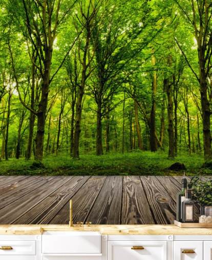 Green Forest by House Wallpaper