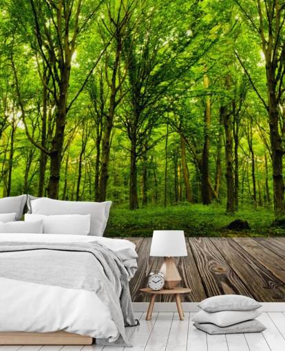 Green Forest by House Wallpaper