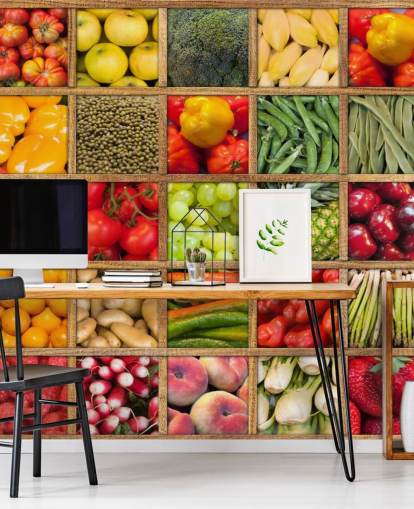 papier peint mural rouge et vert sur les fruits et légumes appelé Collection de fruits et légumes pour les cuisines et les restaurants papier peint mural rouge et vert sur les fruits et légumes appelé Collection de fruits et légumes pour les cuisines et les restaurants