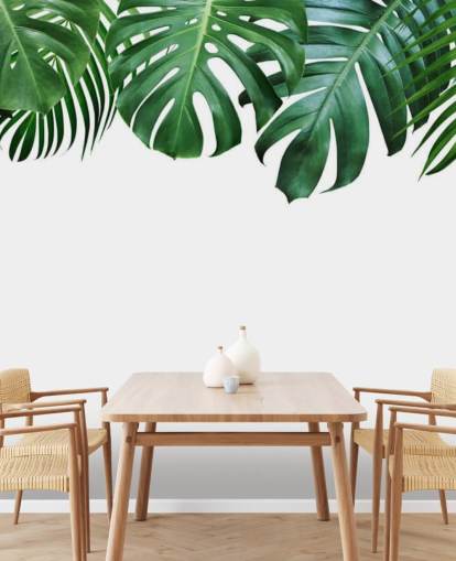 papel de parede verde monstera e folhas de palmeira papel de parede verde monstera e folhas de palmeira