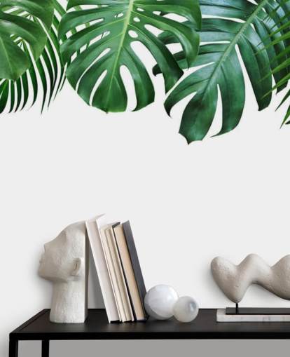 groen monstera en palmbladeren behang groen monstera en palmbladeren behang