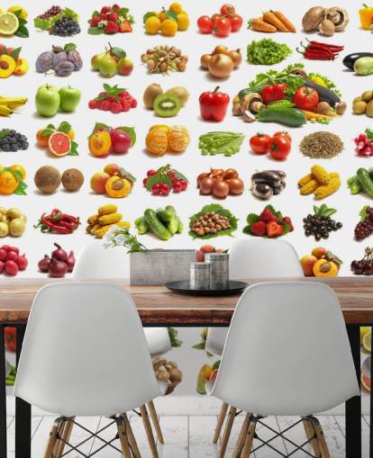 Mural de pared Colección de frutas y verduras Mural de pared Colección de frutas y verduras