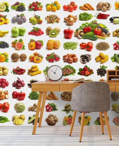 Mural de pared Colección de frutas y verduras Mural de pared Colección de frutas y verduras