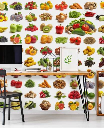 Mural de pared Colección de frutas y verduras