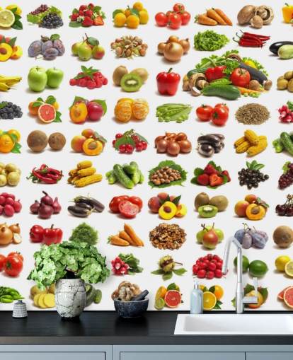 Mural de pared Colección de frutas y verduras Mural de pared Colección de frutas y verduras