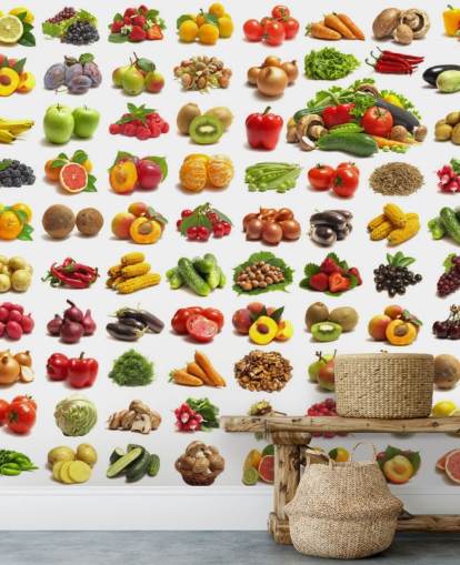 Mural de pared Colección de frutas y verduras Mural de pared Colección de frutas y verduras