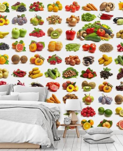 Decorazione murale con collezione di frutta e verdura Decorazione murale con collezione di frutta e verdura