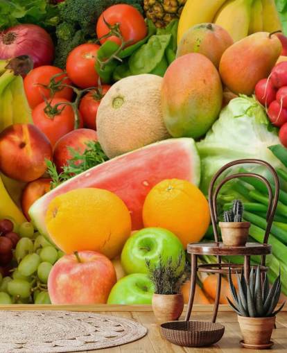 Högen av frukt och grönsaker vägg Murual Högen av frukt och grönsaker vägg Murual