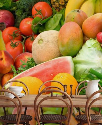 Murual de pared Montón de frutas y verduras