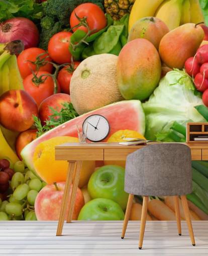Pile of Fruit and Vegetables Wall Murual Pile of Fruit and Vegetables Wall Murual