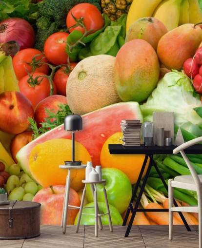 Murual de pared Montón de frutas y verduras
