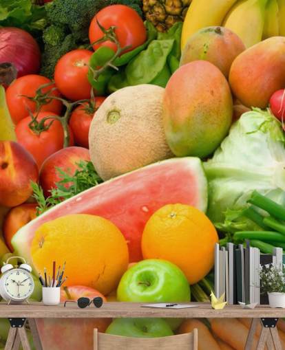 Murual de pared Montón de frutas y verduras