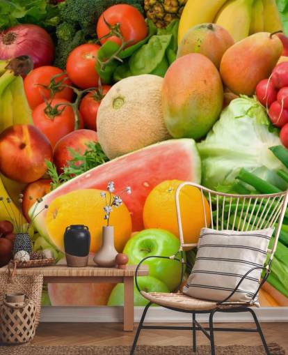 Pile of Fruit and Vegetables Wall Murual