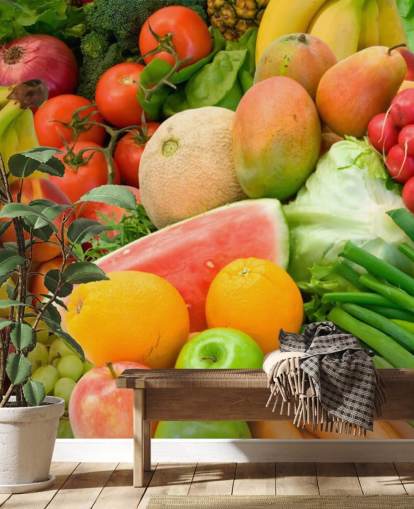 Pile of Fruit and Vegetables Wall Murual