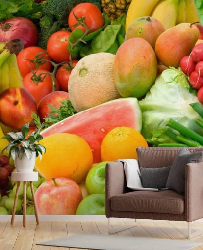 Murual de pared Montón de frutas y verduras