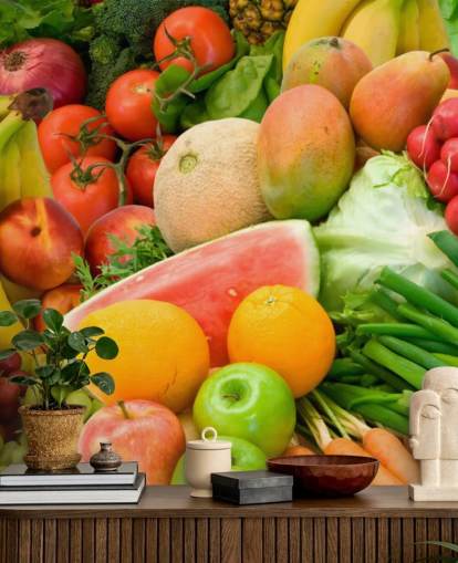 Pile of Fruit and Vegetables Wall Murual Pile of Fruit and Vegetables Wall Murual