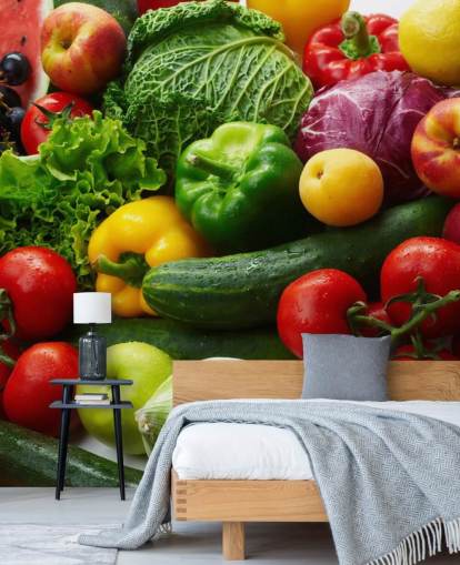 Colourful Fruit and Vegetable Wall Mural Colourful Fruit and Vegetable Wall Mural