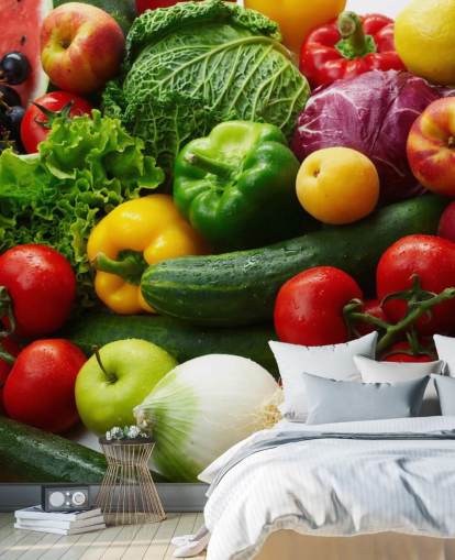 Farbenfrohes Obst und Gemüse Fototapete