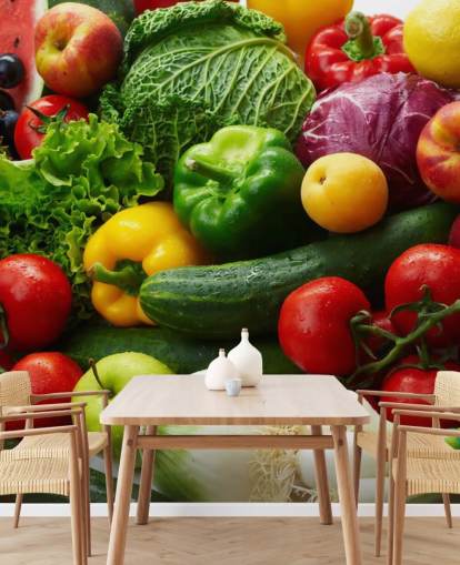 Farbenfrohes Obst und Gemüse Fototapete