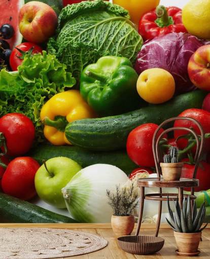 Colourful Fruit and Vegetable Wall Mural