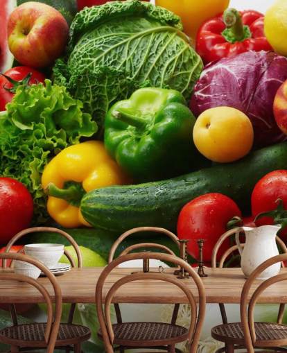 Colourful Fruit and Vegetable Wall Mural