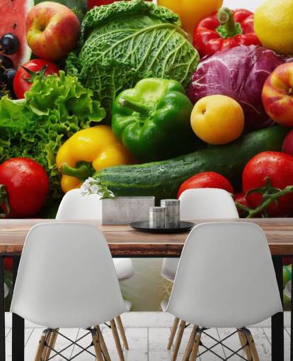 Colourful Fruit and Vegetable Wall Mural
