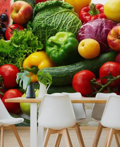 Colourful Fruit and Vegetable Wall Mural