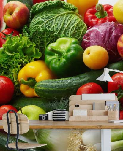 Colourful Fruit and Vegetable Wall Mural