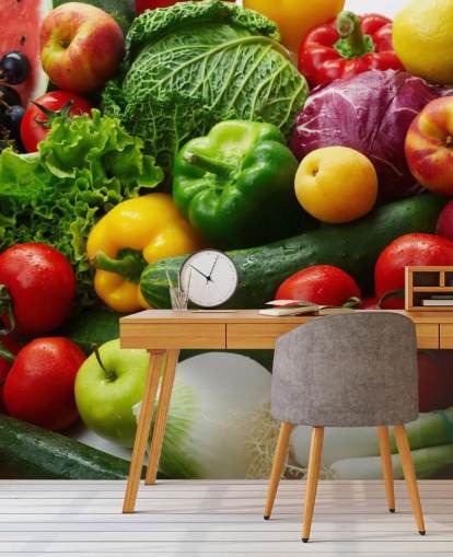 Colourful Fruit and Vegetable Wall Mural
