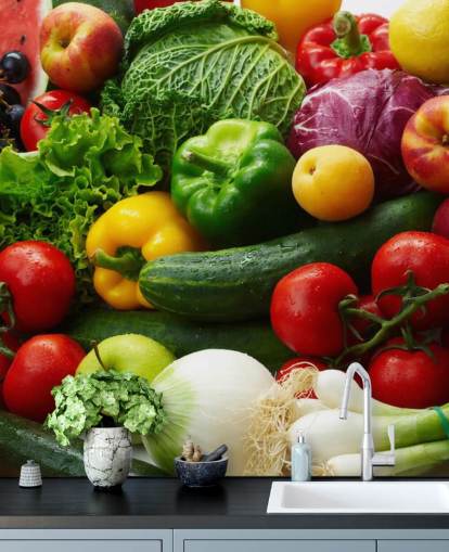 Colourful Fruit and Vegetable Wall Mural