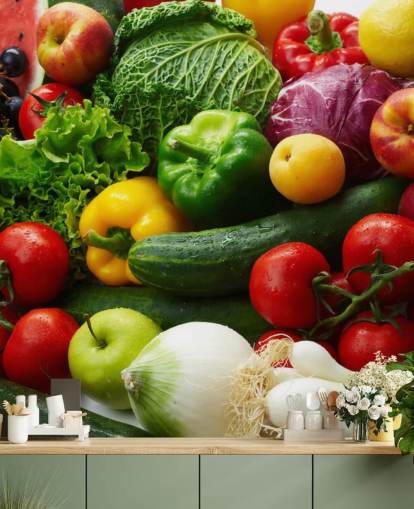 Colourful Fruit and Vegetable Wall Mural