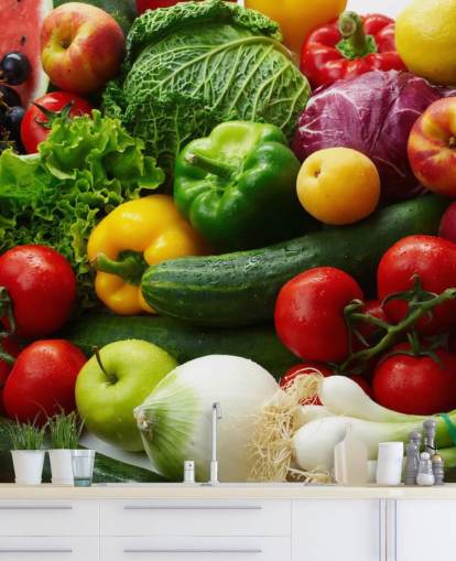 Colourful Fruit and Vegetable Wall Mural