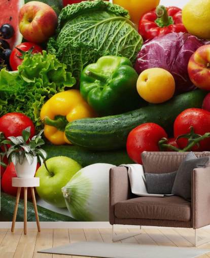 Colourful Fruit and Vegetable Wall Mural