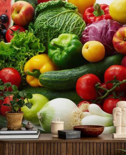 Colourful Fruit and Vegetable Wall Mural