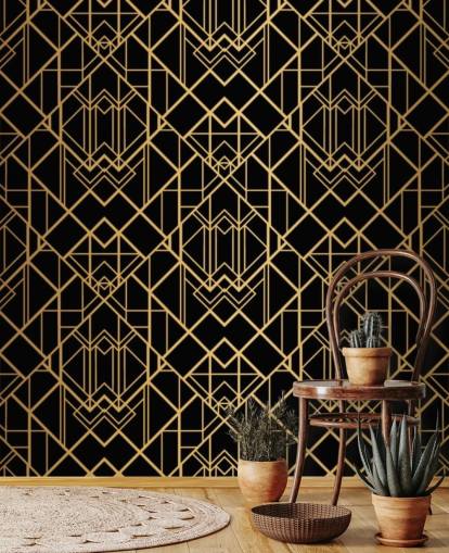 musta ja kullanvärinen art deco tapetti musta ja kullanvärinen art deco tapetti