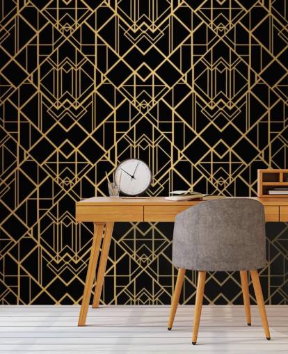 schwarz-goldfarbene Art-Deco-Tapete