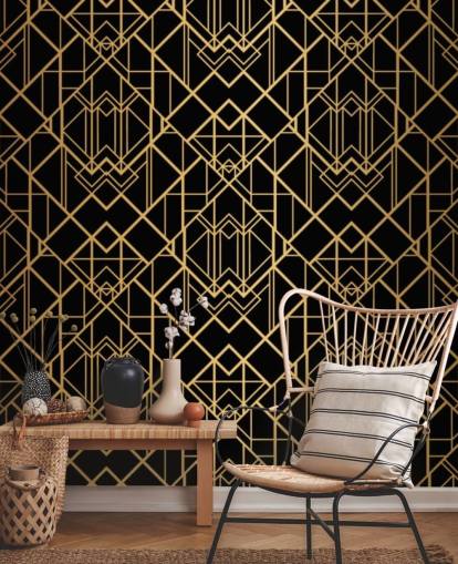 musta ja kullanvärinen art deco tapetti musta ja kullanvärinen art deco tapetti