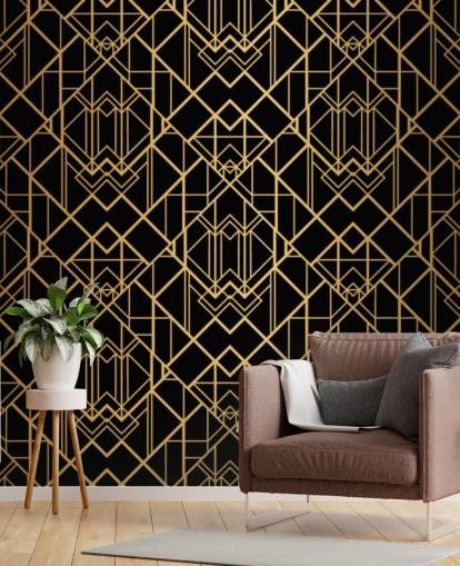 black and gold coloured art deco wallpaper black and gold coloured art deco wallpaper