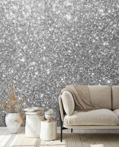 Grijs glitter behang Grijs glitter behang