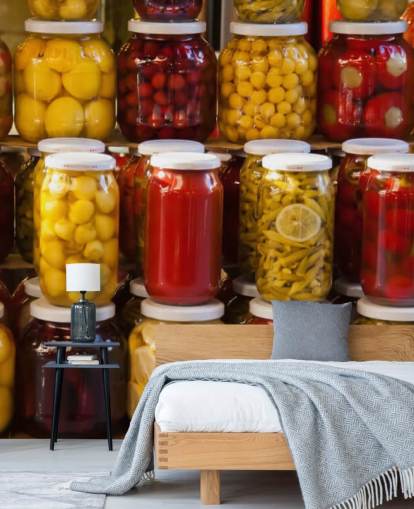 Värikäs Purkit suolakurkkua Taustakuva Värikäs Purkit suolakurkkua Taustakuva