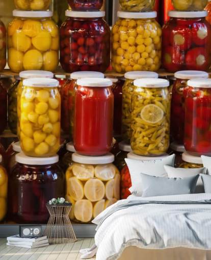 Colourful Jars of Pickles Wallpaper