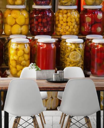 Colourful Jars of Pickles Wallpaper
