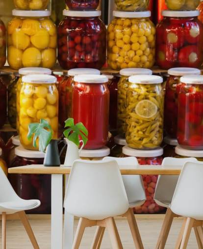 Colourful Jars of Pickles Wallpaper