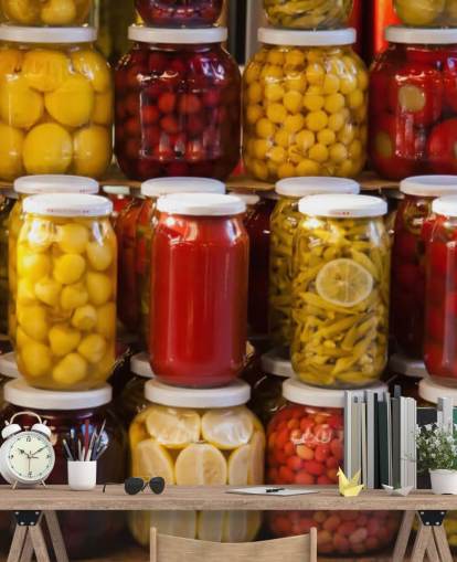 Colourful Jars of Pickles Wallpaper