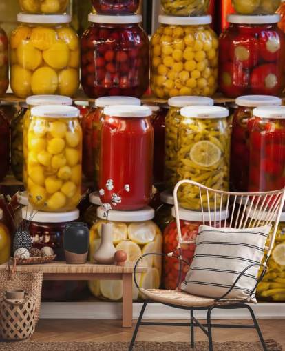 Farverige Krukker af Pickles Wallpaper