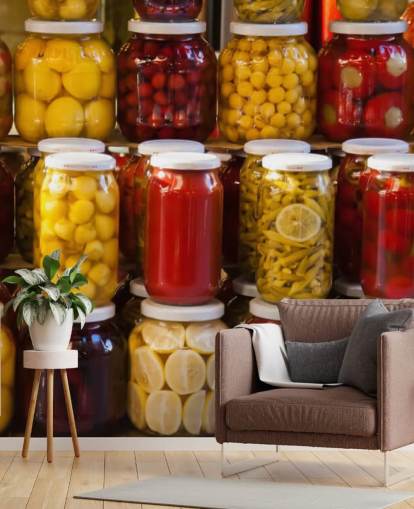 Colourful Jars of Pickles Wallpaper