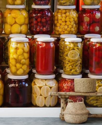 Colourful Jars of Pickles Wallpaper