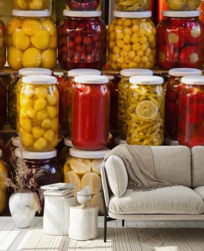 Colourful Jars of Pickles Wallpaper Colourful Jars of Pickles Wallpaper