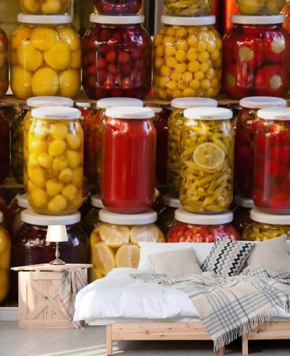 Colourful Jars of Pickles Wallpaper